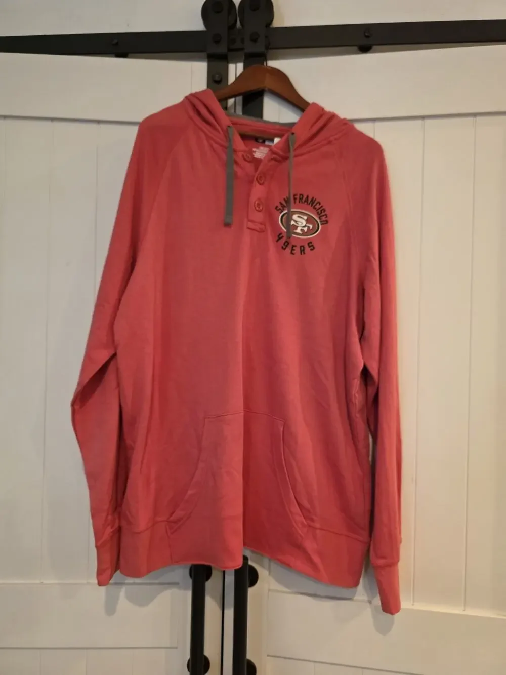 San Francisco 49ers Hoodie Men's 2XL NFL Team Apparel Henley Hooded Pullover NWT
